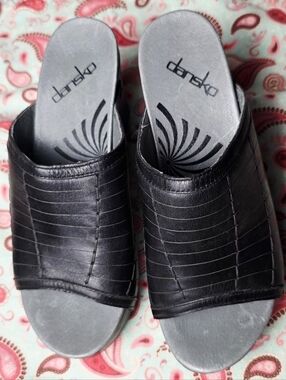 Dansko Black Leather Open Toe Mule Clogs ~ SIZE 36